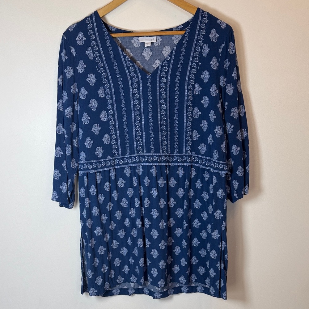J. Jill Seaside Woodblock Printed Tunic Blouse - Picture 3 of 11